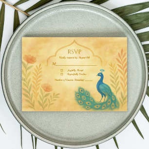 Pauwbloem Indische Trouw RSVP Kaart