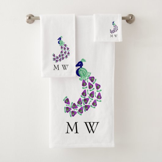 Pauwdesign met monogram bad handdoek (Insitu)
