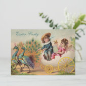 pauwen & eiervervoer paasfeest kaart (Staand voorkant)
