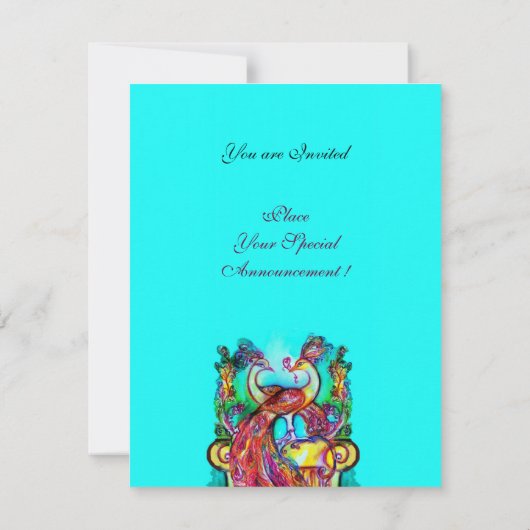 PAUWEN EROPVERD MONOGRAM rood blauw turquoise groe Kaart (Achterkant)