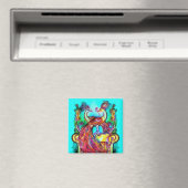 PAUWEN IN DE LIEFDE MONOGRAM rood blauw turquase Magneet (Insitu (Vaatwasser))