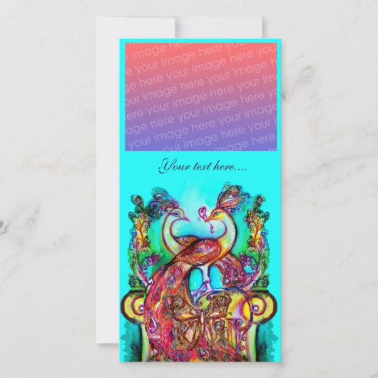 PAUWEN IN DE LIEFDE ,rood blauw turquoise groen (Voorkant)