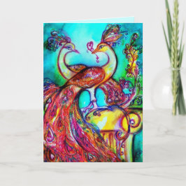 PAUWEN IN DE LIEFDE  rood blauw turquoise groen Kaart