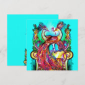 PAUWEN IN DE LIEFDE Rood Turkoois Groen Aqua Blauw Aankondiging (Voorkant / Achterkant)