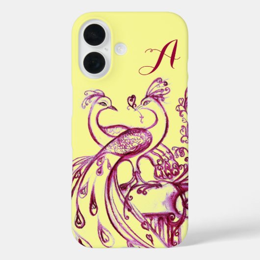 PAUWEN IN LIEFDE MONOGRAM Paars Geel Case-Mate iPhone Case (Achterkant)