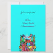 PAUWEN IN LIEFDE MONOGRAM rood blauw groen Kaart (Achterkant)