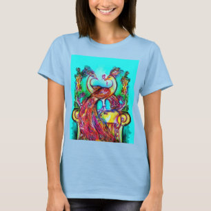 PAUWEN IN LIEFDE  MONOGRAM rood blauw turquoise gr T-shirt