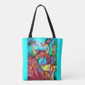 PAUWEN IN LIEFDE  rood blauw turquoise groene Bood Tote Bag (Achterkant)