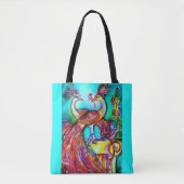 PAUWEN IN LIEFDE rood blauw turquoise groene Tote Tote Bag (Voorkant)