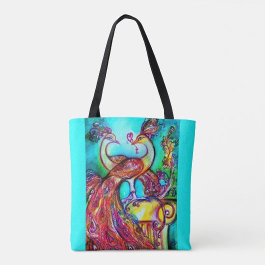 PAUWEN IN LIEFDE rood blauw turquoise groene Tote Tote Bag (Achterkant)