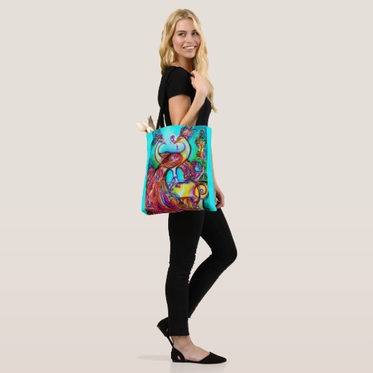 PAUWEN IN LIEFDE  rood blauw turquoise groene Tote Tote Bag (Op model)