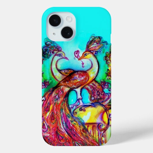 PAUWEN IN LIEFDE Rood Blauw Turquoise Teal Case-Mate iPhone Case (Achterkant)