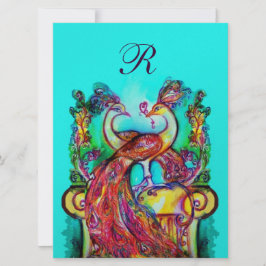 PAUWEN IN LOVE MONOGRAM rood blauw groen Kaart