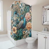 pauwen in natuur hemelse pauw illustratie douchegordijn (In situ)