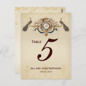  pauwen Trouwtafel Nummer Kaart (Voorkant / Achterkant)