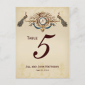 pauwen Trouwtafel Nummer Kaart (Voorkant)