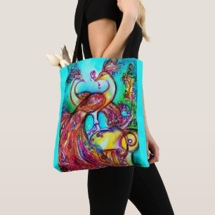 PAUWEN VERLIEF rood blauw turquoise groen Boodsch Tote Bag