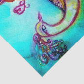 PAUWEN VERLIEFD, RODE AQUA BLAUWE TURQUOISE Valent Tissuepapier (Detail)