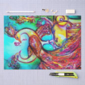 PAUWEN VERLIEFD, RODE AQUA BLAUWE TURQUOISE Valent Tissuepapier (Craft)