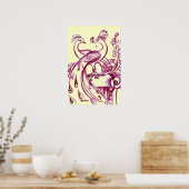 PAUWEN VERLIEFD, Rood en Crème Poster (Keuken)