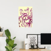 PAUWEN VERLIEFD, Rood en Crème Poster (Thuiskantoor)