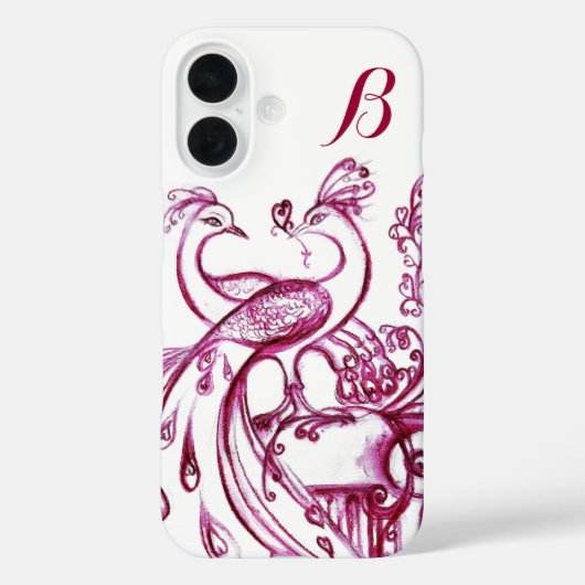 PAUWEN VERLIEFDE MONOGRAAM Rood en Wit Case-Mate iPhone Case (Achterkant)