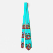 PAUWEN VERLIEFDE Rood Blauw Turquoise Groen Bloemr Stropdas (Achterkant)