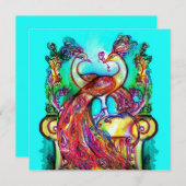 PAUWEN VERLIEFDE Rood Teal Groen Aqua Blauw Bruilo Aankondiging (Voorkant / Achterkant)