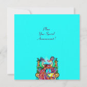 PAUWEN VERLIEFDE Rood Teal Groen Aqua Blauw Bruilo Aankondiging (Achterkant)