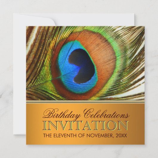 Pauwengodin Verjaardagsfeest Uitnodigingen (Voorkant)