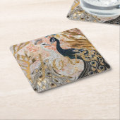 Pauwengoud Glitter Love Blush Roos  Kartonnen Onderzetters (Schuin)