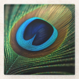 pauwenjuweel glazen onderzetter