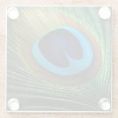 pauwenjuweel glazen onderzetter (Achterkant)