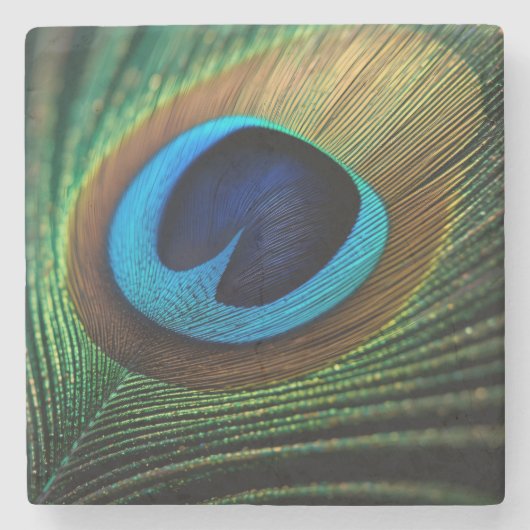 pauwenjuweel stenen onderzetter (Voorkant)