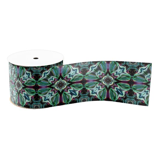 Pauwenkleur Abstract Spectaculair Ontwerp Grosgrain Lint (Spoel)