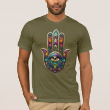 Pauwenkleur Hamsa met Gouden Derde Oog