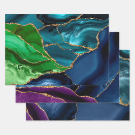 Pauwenoog Agaat Knikker Paars Turquoise Groen Inpakpapier Vel