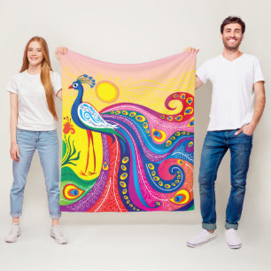 Pauwenoog Zonsondergang Fleece Deken