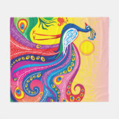 Pauwenoog Zonsondergang Fleece Deken (Voorkant (Horizontaal))