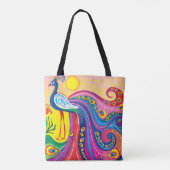 Pauwenoog Zonsondergang Tote Bag (Achterkant)