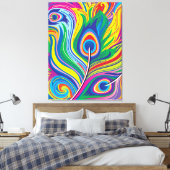 Pauwenoogveren Canvas Afdruk (Insitu (Slaapkamer))