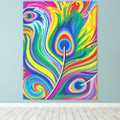 Pauwenoogveren Canvas Afdruk (Insitu (Houten vloer))