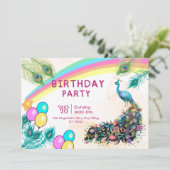 Pauwenoogverjaardagsfeest Uitnodiging  (Staand voorkant)