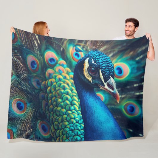 pauwenprofiel fleece deken (In situ)