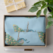 Pauwenserie ontwerp 3 Blauwe tissuepapier (Geschenk)