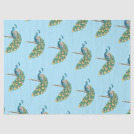 Pauwenserie ontwerp 3 Blauwe tissuepapier