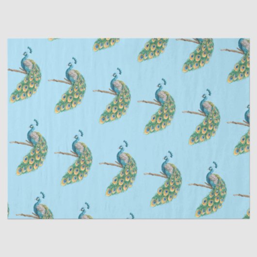 Pauwenserie ontwerp 3 Blauwe tissuepapier (Voorkant)