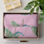 Pauwenserie ontwerp 3 Roze tissuepapier (Geschenk)