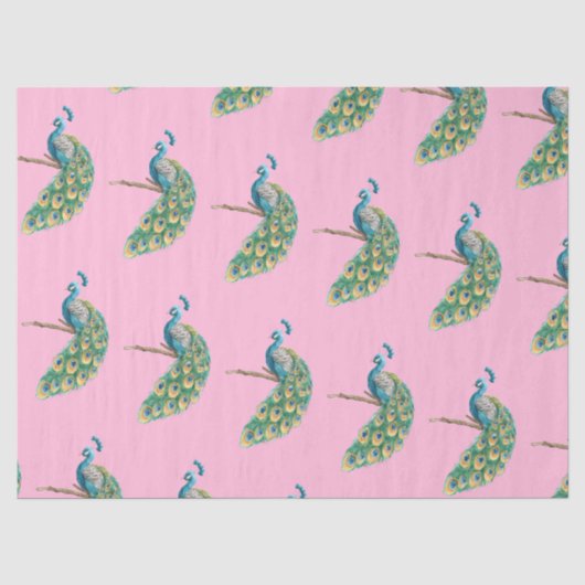 Pauwenserie ontwerp 3 Roze tissuepapier (Voorkant)