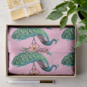 Pauwenserie ontwerp 4 Roze Tissuepapier (Geschenk)